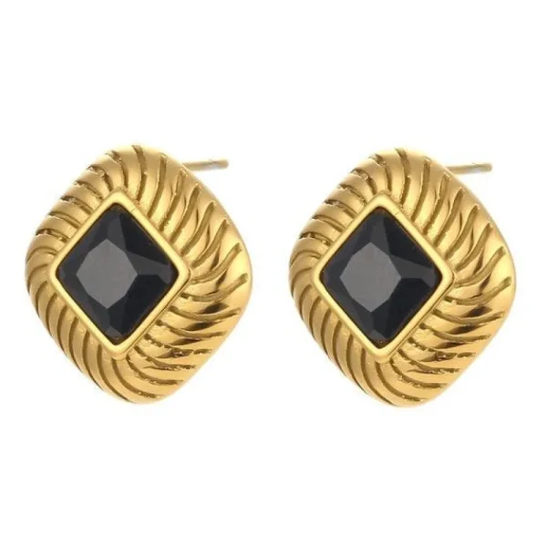 FRENCH RIVIERA | Norah Earrings -mustat kirurginteräsnapit
