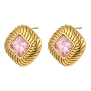 FRENCH RIVIERA | Norah Earrings -vaaleanpunaiset kirurginteräsnapit