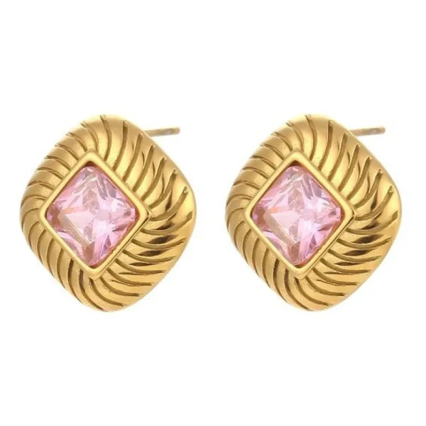 FRENCH RIVIERA | Norah Earrings -vaaleanpunaiset kirurginteräsnapit