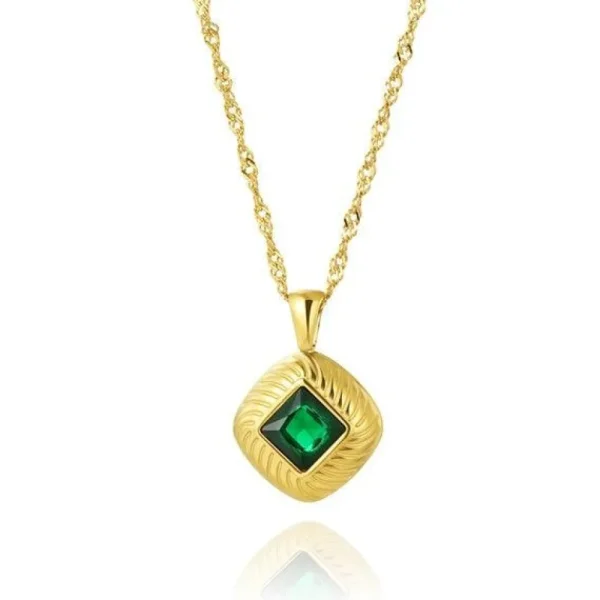 FRENCH RIVIERA | Norah Necklace -vihreä kirurginteräskaulakoru