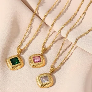 FRENCH RIVIERA | Norah Necklace -vihreä kirurginteräskaulakoru
