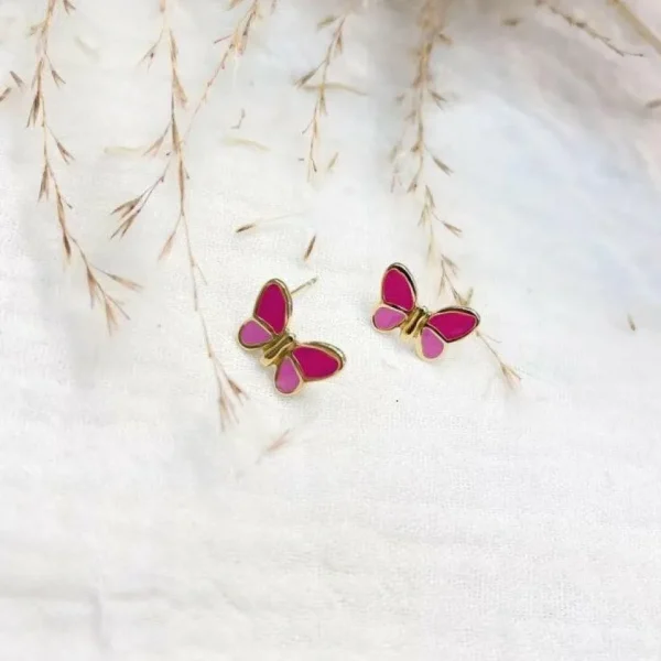 FRENCH RIVIERA | Petit Papillon -kirurginteräksiset pinkit perhosnapit