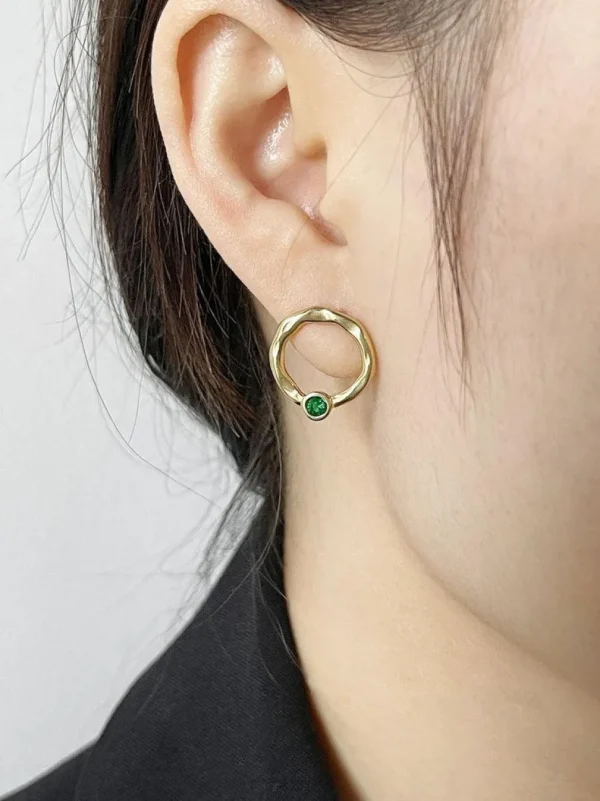 FRENCH RIVIERA | Saint Tropez Earrings -teräksiset vihreät korvakorut