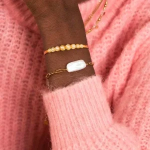 FRENCH RIVIERA | Sianna Bracelet -valkokivinen kirurginteräsrannekoru