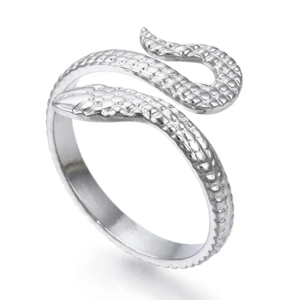 FRENCH RIVIERA | Silver Snake Ring -käärmesormus kirurginterästä