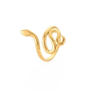 FRENCH RIVIERA | Smooth Gold Snake Ring -käärmesormus kirurginterästä