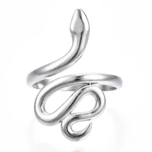 FRENCH RIVIERA | Smooth Silver Snake Ring -käärmesormus kirurginterästä