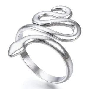 FRENCH RIVIERA | Smooth Silver Snake Ring -käärmesormus kirurginterästä