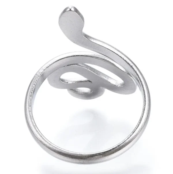 FRENCH RIVIERA | Smooth Silver Snake Ring -käärmesormus kirurginterästä