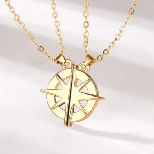 Gold Compass Couple/Friendship Necklace -rakkaus/ystävyyskoru