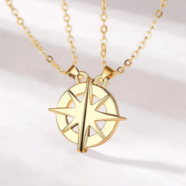 Gold Compass Couple/Friendship Necklace -rakkaus/ystävyyskoru