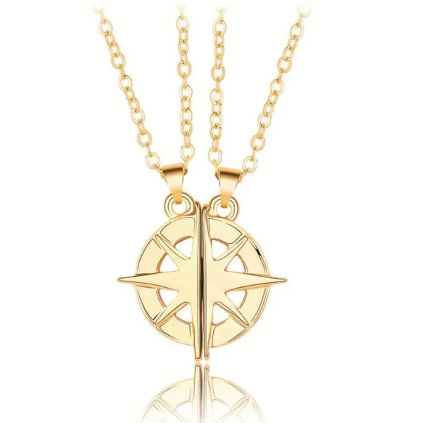 Gold Compass Couple/Friendship Necklace -rakkaus/ystävyyskoru