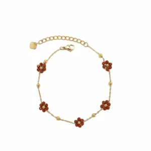 HABAHA Paris | Mini Fleur -kirurginteräsrannekoru jaspis kukin