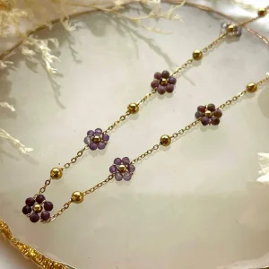 HABAHA Paris | Mini Fleur -kirurginteräskaulakoru lepidoliitti kukin