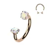 Hevosenkenkä 1,2mm, Internally Threaded Titanium Rosegold Horseshoe CZ