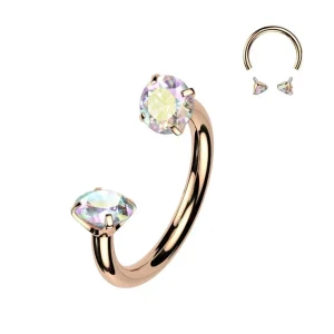 Hevosenkenkä 1,2mm, Internally Threaded Titanium Rosegold Horseshoe CZ