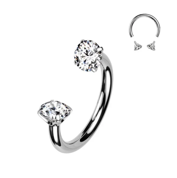 Hevosenkenkä 1,2mm, Internally Threaded Titanium Horseshoe CZ