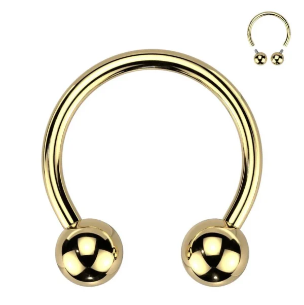 Hevosenkenkä 1,2mm, Internally Threaded Titanium Gold Horseshoe
