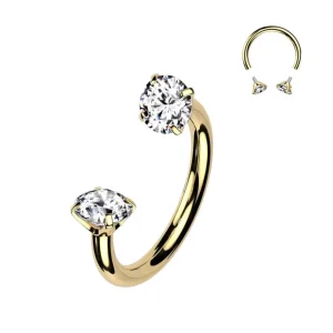 Hevosenkenkä 1,2mm, Internally Threaded Titanium Gold Horseshoe CZ