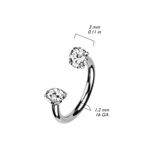 Hevosenkenkä 1,2mm, Internally Threaded Titanium Horseshoe CZ