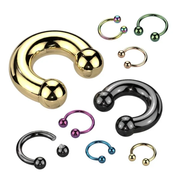 Hevosenkenkä 1,2mm, Internally Threaded Titanium Black -3mm pallot