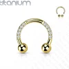 Hevosenkenkä, Titanium Horseshoe with CZ in Gold