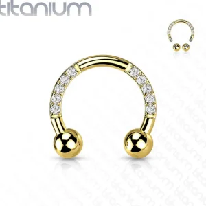Hevosenkenkä, Titanium Horseshoe with CZ in Gold