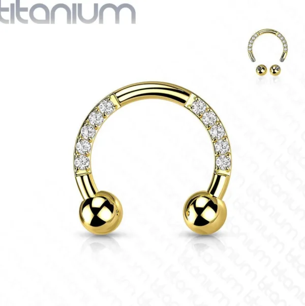 Hevosenkenkä, Titanium Horseshoe with CZ in Gold