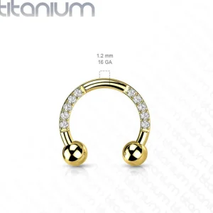 Hevosenkenkä, Titanium Horseshoe with CZ in Gold