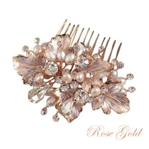 Hiuskoru, ATHENA BRIDAL | Beautiful Natural Pearl Haircomb in Rosegold