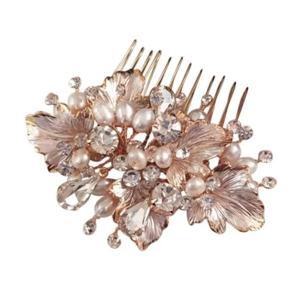 Hiuskoru, ATHENA BRIDAL | Beautiful Natural Pearl Haircomb in Rosegold