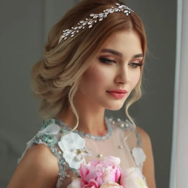 Hiuskoru, ATHENA BRIDAL | Crystal Hair Vine with Natural Pearls (Silver)