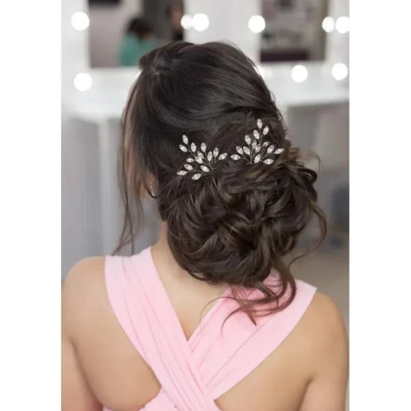 Hiuskoru, ATHENA BRIDAL | Dainty Silver Hairpin with Crystals