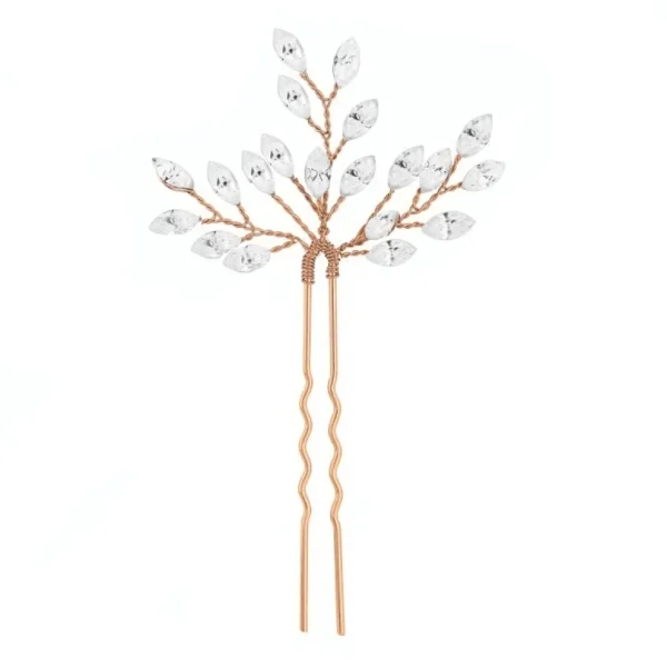 Hiuskoru, ATHENA BRIDAL | Dainty Rosegold Hairpin with Crystals