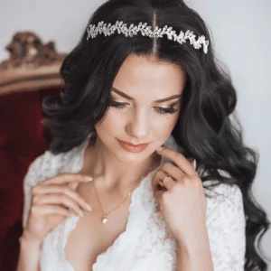 Hiuskoru, ATHENA BRIDAL | Eleanor Headband -hopeanvärinen juhlapanta