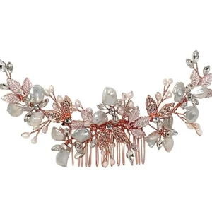 Hiuskoru, ATHENA BRIDAL | Elegant Natural Pearl Haircomb in Rosegold