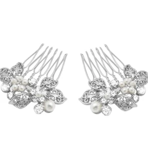 Hiuskoru, ATHENA BRIDAL | Mini Silver Comb -hopeinen helmihiuskoriste