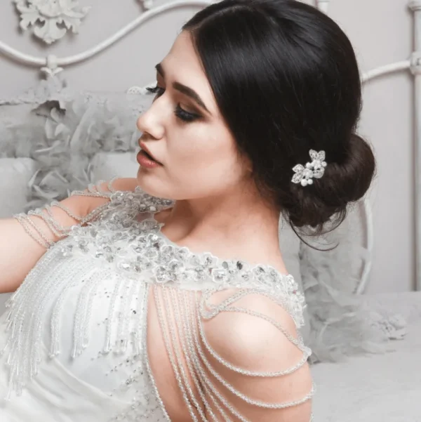 Hiuskoru, ATHENA BRIDAL | Mini Silver Comb -hopeinen helmihiuskoriste