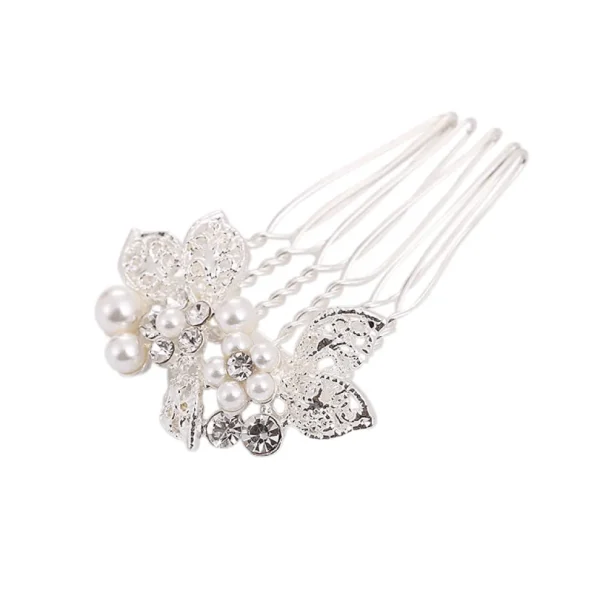 Hiuskoru, ATHENA BRIDAL | Mini Silver Comb -hopeinen helmihiuskoriste