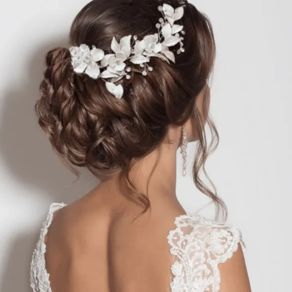 Hiuskoru, ATHENA BRIDAL | Silver Blush Vine -hopeinen hiuskoriste