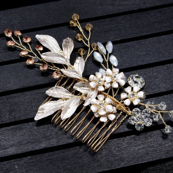 Hiuskoru, hiuskampa/ROMANCE, Pink Champange Flowers in Rosegold