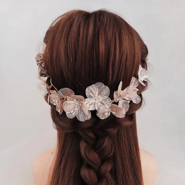 Hiuskoru, köynnös ROMANCE, Modern Rosegold Flower Hairpiece