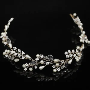 Hiuskoru, köynnös/ROMANCE, Beautiful Pearl Headpiece in Gold