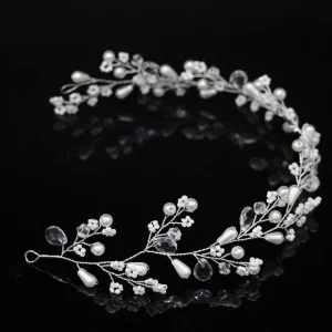 Hiuskoru, köynnös/ROMANCE, Beautiful Pearl Headpiece in Silver