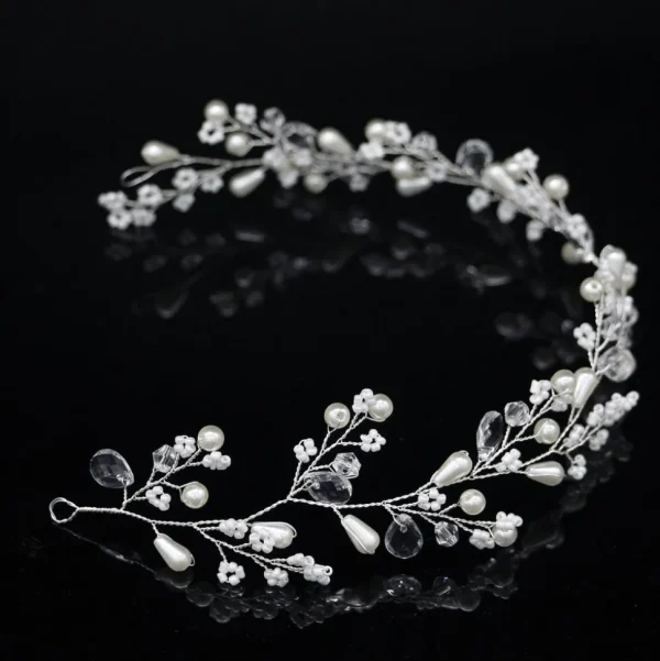 Hiuskoru, köynnös/ROMANCE, Beautiful Pearl Headpiece in Silver