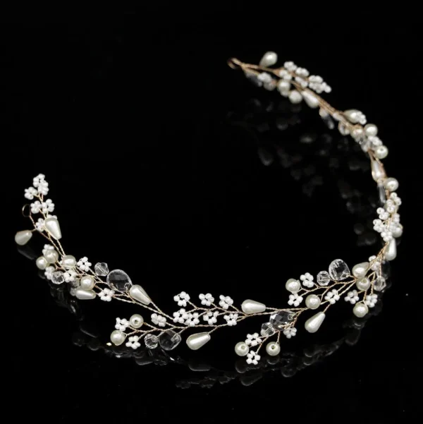 Hiuskoru, köynnös/ROMANCE, Beautiful Pearl Headpiece in Gold