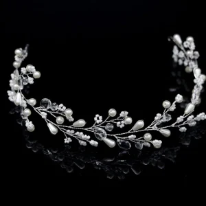 Hiuskoru, köynnös/ROMANCE, Beautiful Pearl Headpiece in Silver