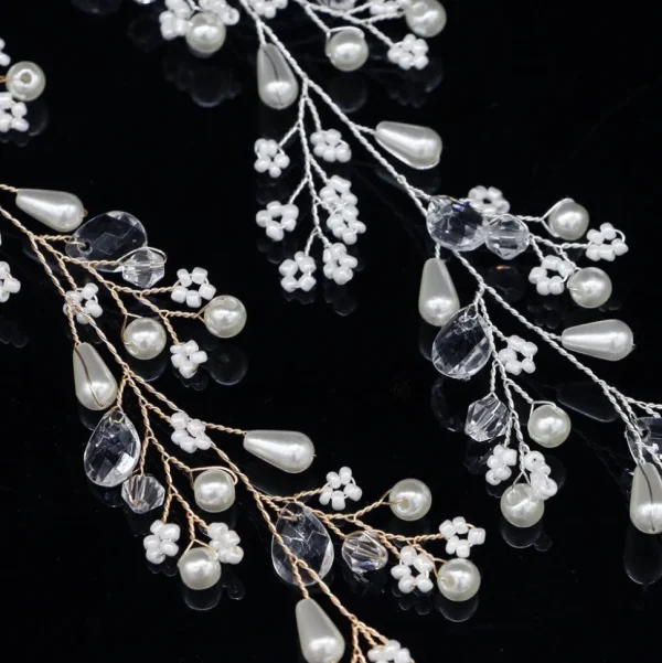 Hiuskoru, köynnös/ROMANCE, Beautiful Pearl Headpiece in Silver