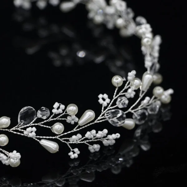 Hiuskoru, köynnös/ROMANCE, Beautiful Pearl Headpiece in Silver