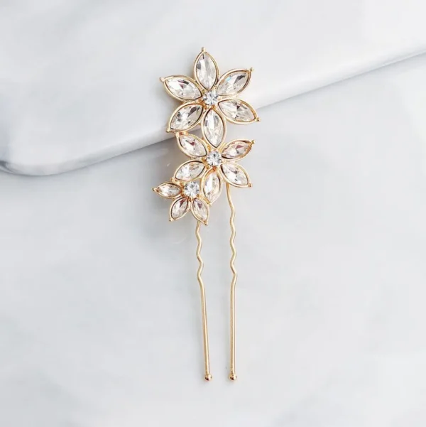 Hiuskoru, nutturaneula/ROMANCE, Simple Flower Hairpiece in Gold